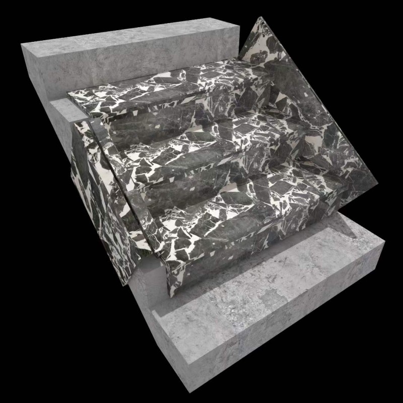 幾何黑大理石梯